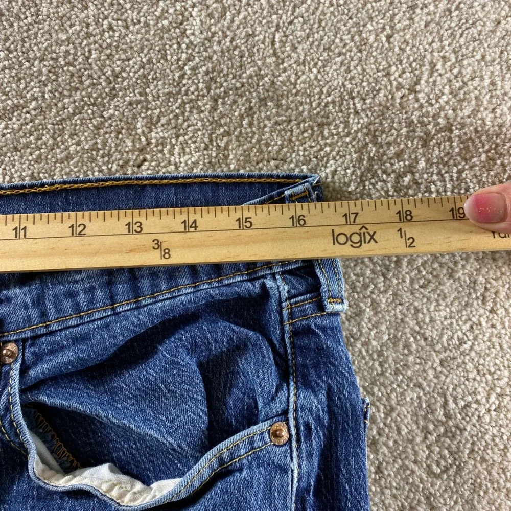 Levi's 514 Straight Fit Jeans Mens 34x32 Blue Distressed Denim‎ Western